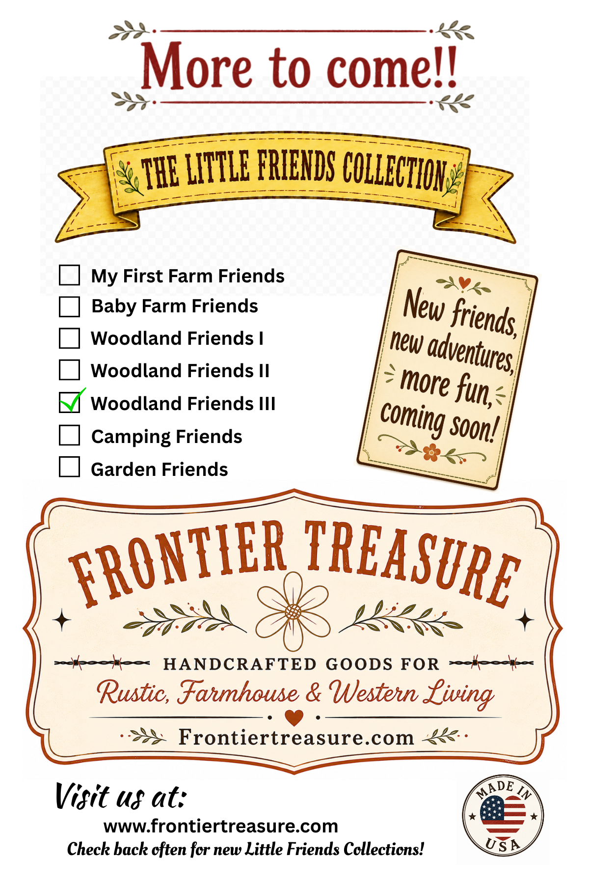 Woodland Friends III Unfinished Wood Animal Set | Frontier Treasure