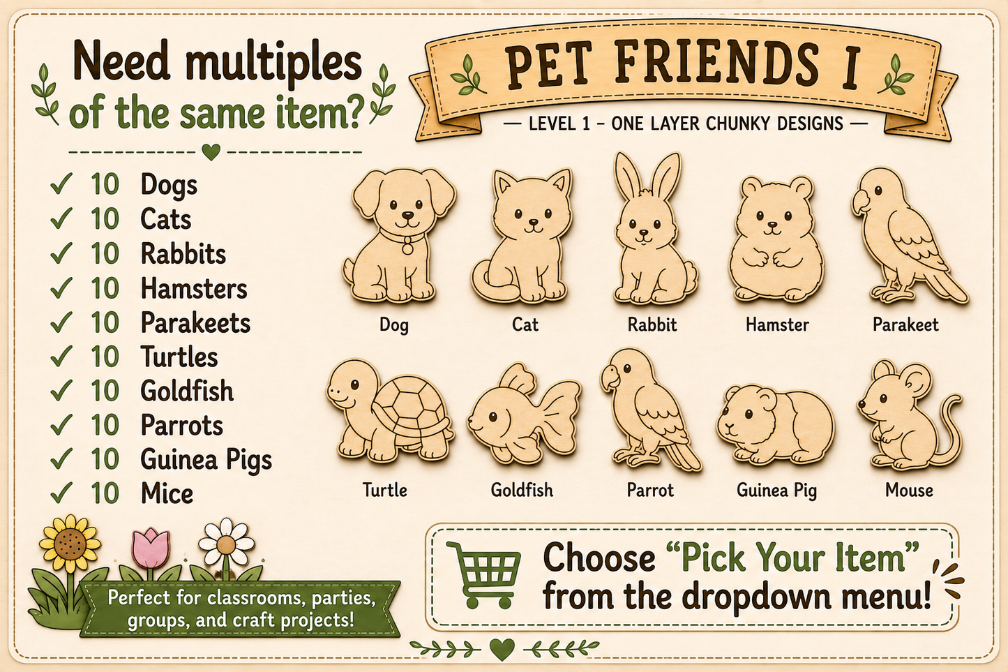 Pet Friends I – Unfinished Wood Pet Animal Set