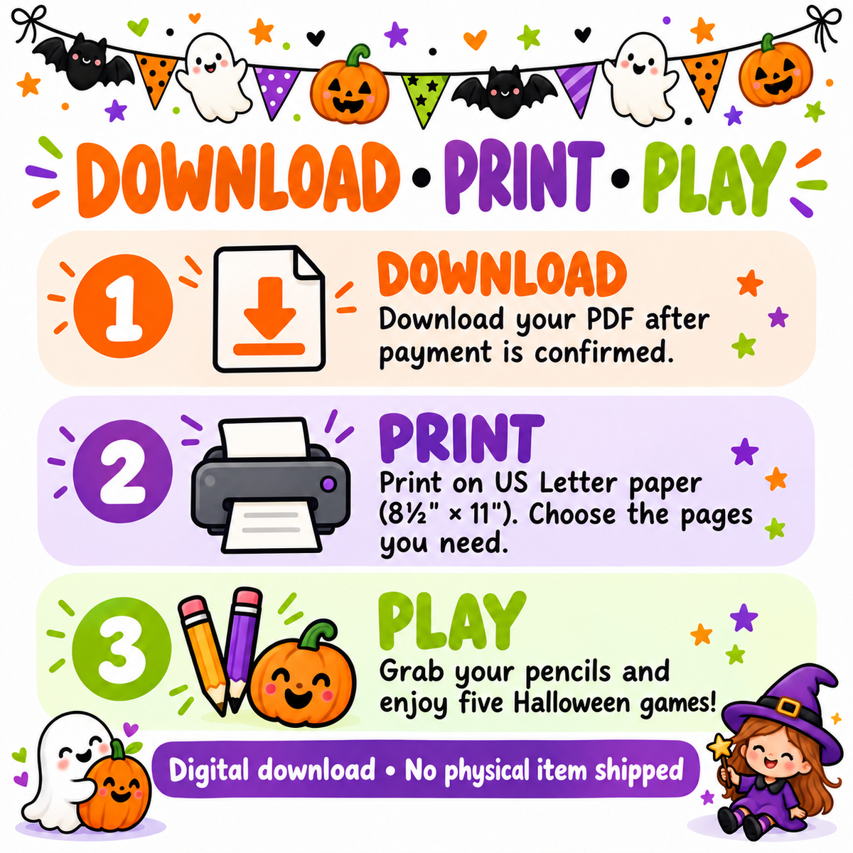 Halloween Printable Game Bundle – 5 Games + 2 Answer Keys