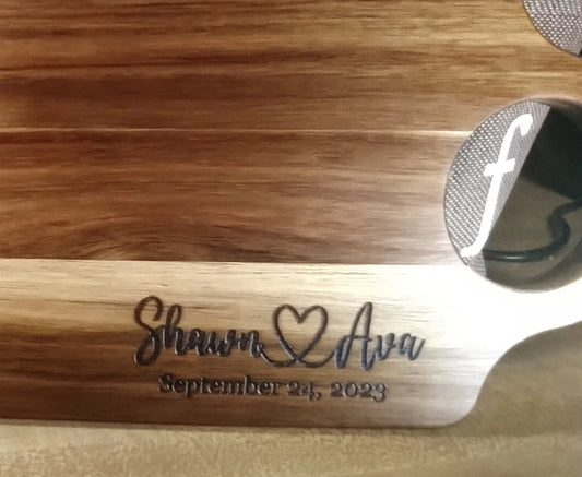 Personalized Acacia Wood Cutting Board – Wedding Gift, Engraved Charcuterie Board, Anniversary or Engagement Gift