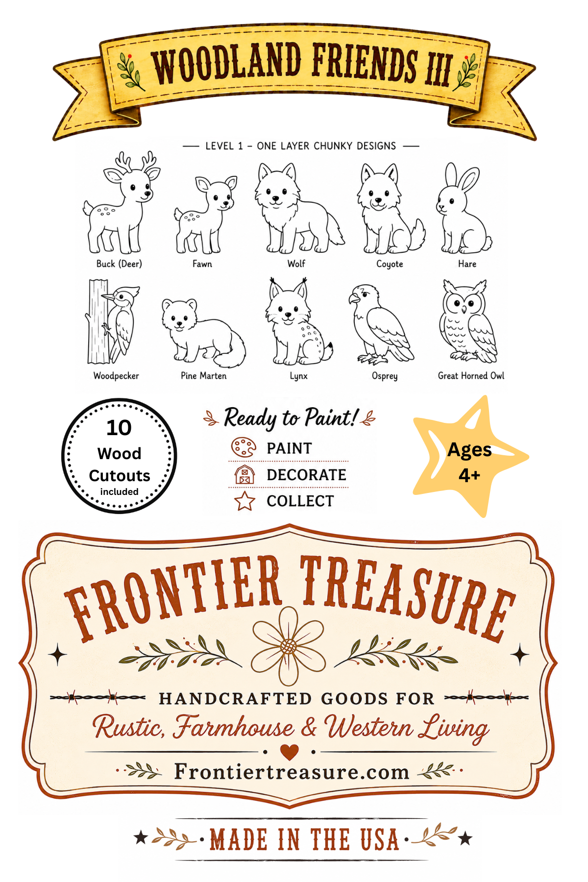 Woodland Friends III Unfinished Wood Animal Set | Frontier Treasure