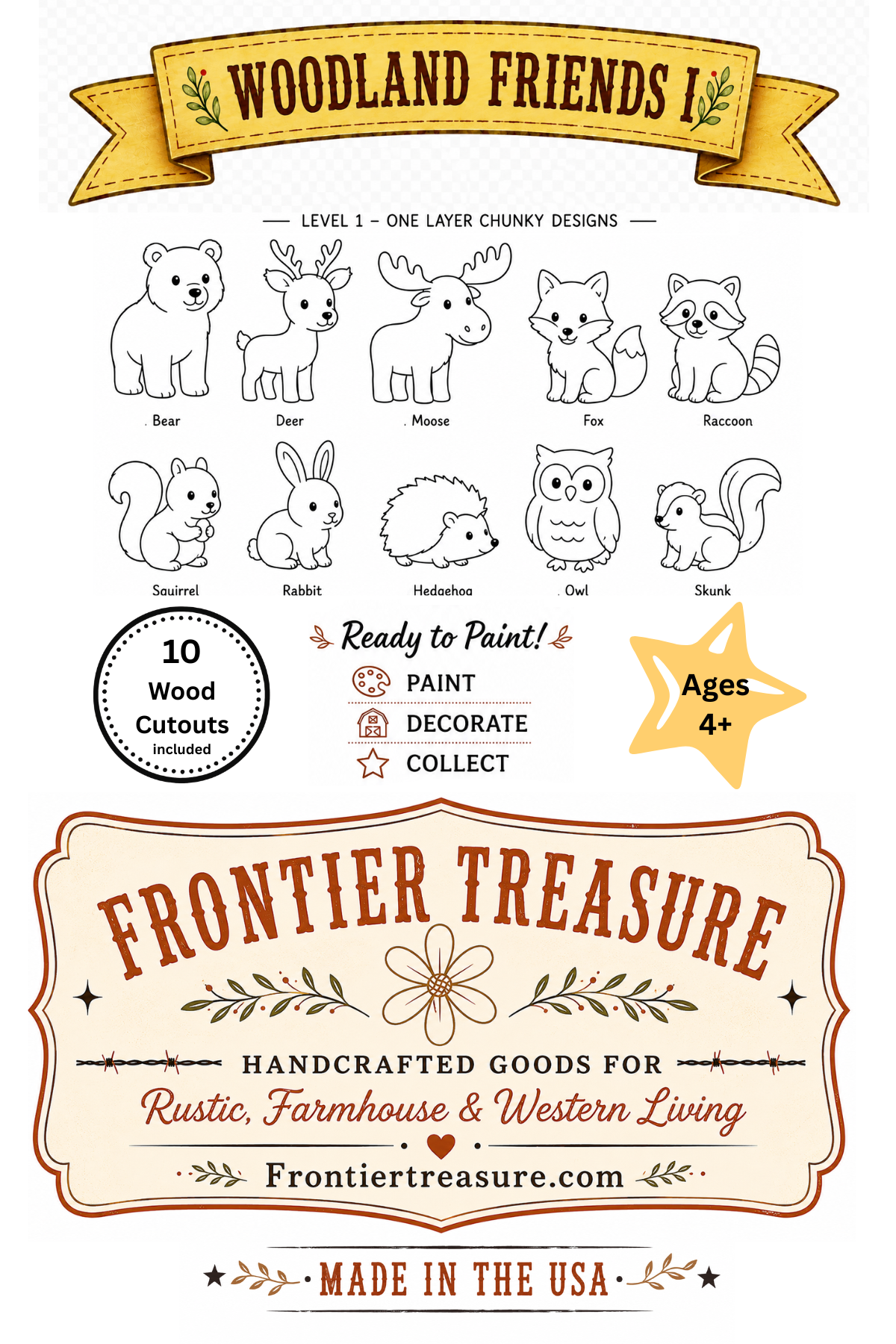 Woodland Friends I – Unfinished Wood Animal Set