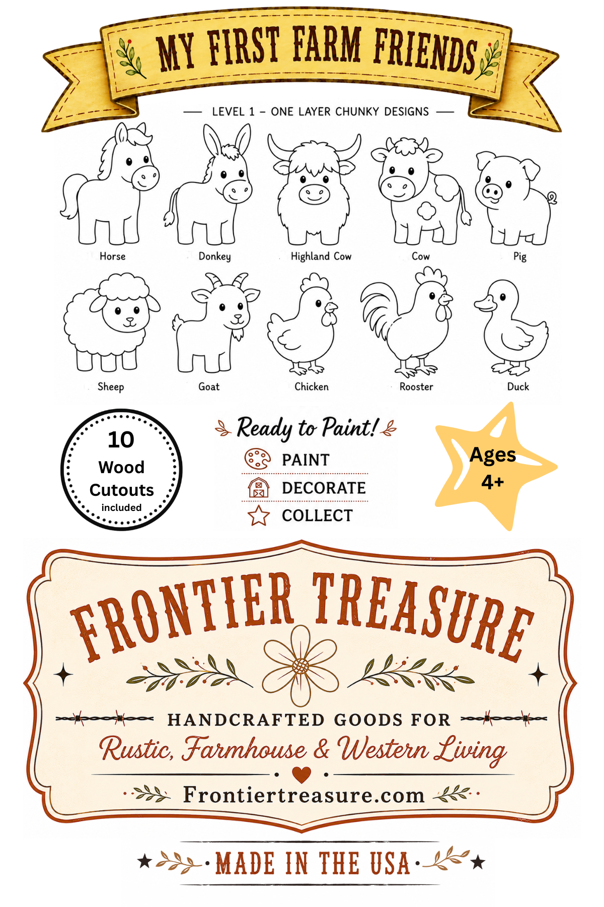 My First Farm Friends – Unfinished Wood Animal Set
