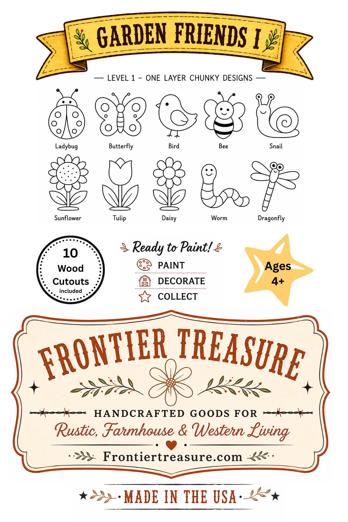 Garden Friends I – Unfinished Wood Garden Set