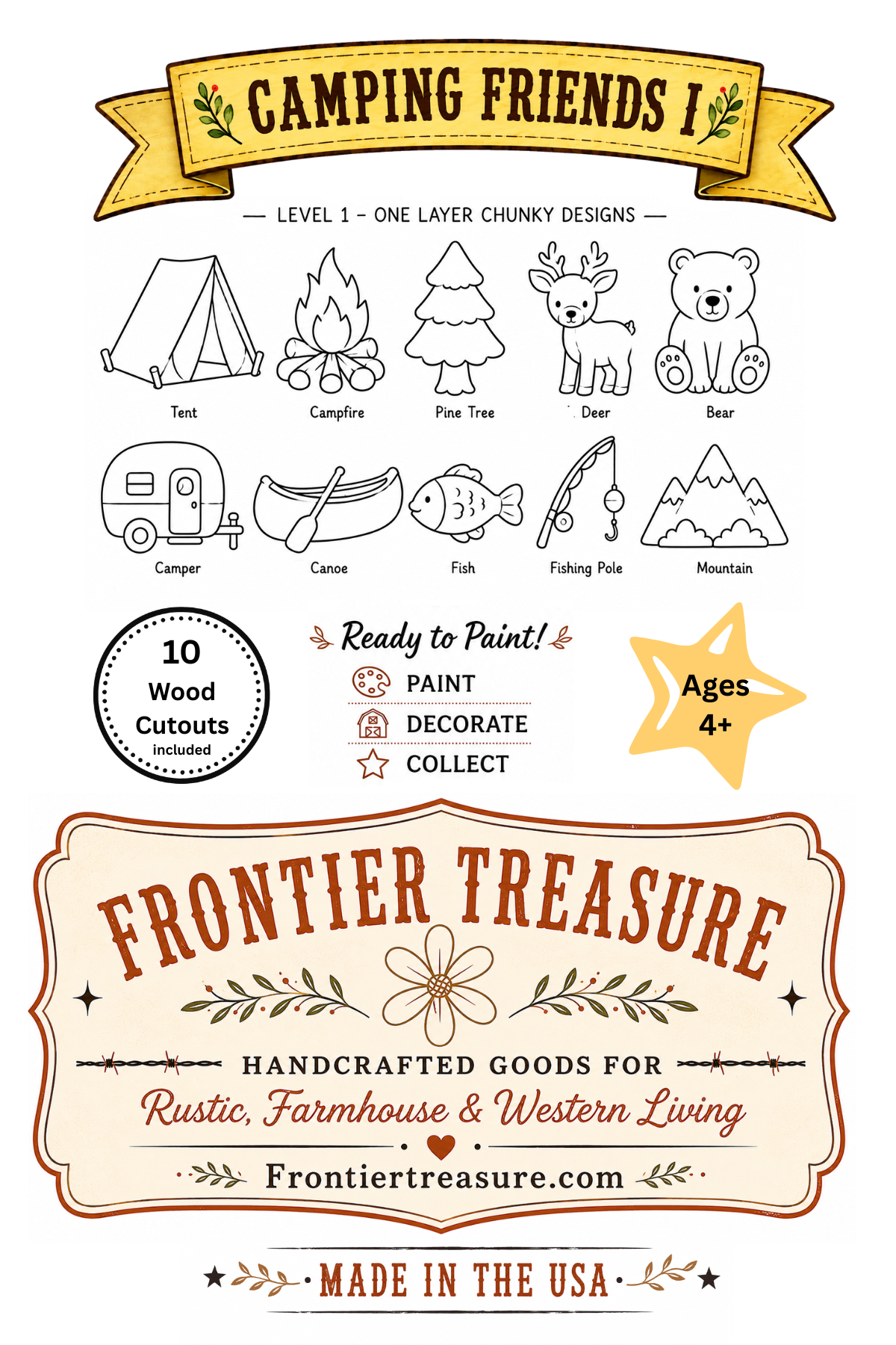 Camping Friends I – Unfinished Wood Camping Set