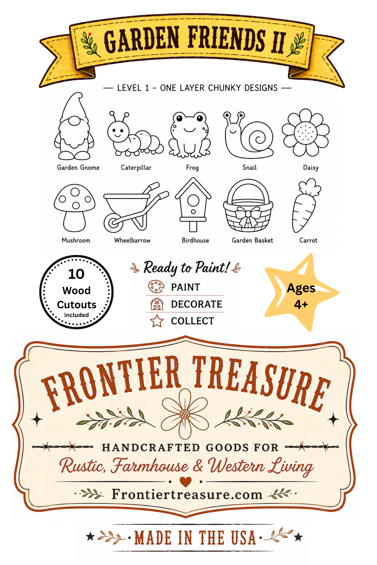 Garden Friends II – Unfinished Wood Garden Set