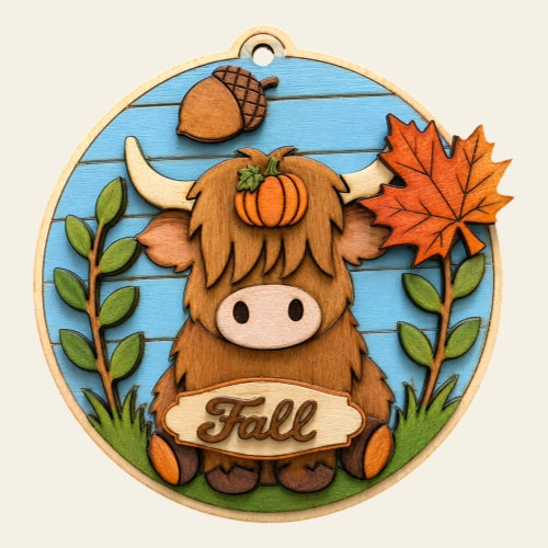 Highland Cow Interchangeable Base – Unfinished Wood DIY Craft
