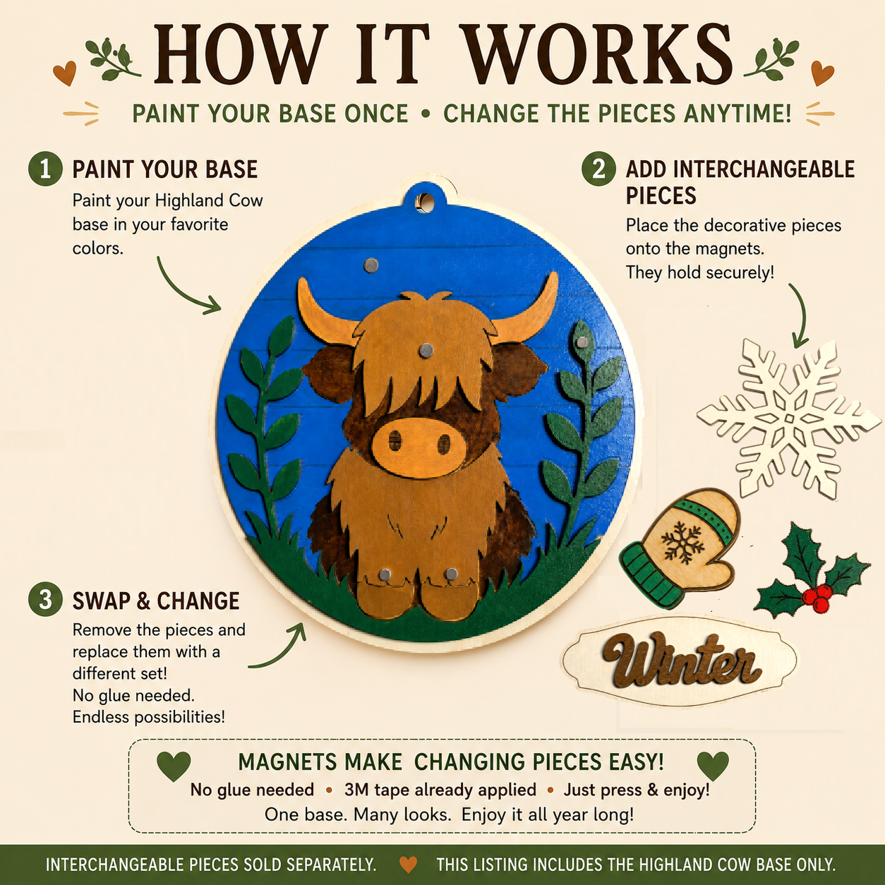 Winter Interchangeables – Unfinished Wood DIY Seasonal Set