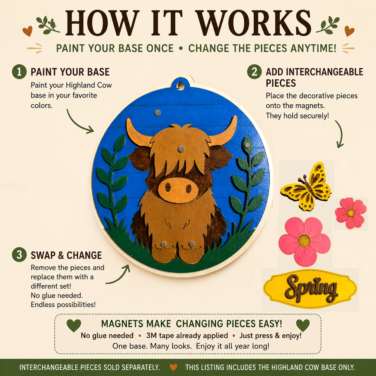 Spring Interchangeables – Unfinished Wood DIY Seasonal Set
