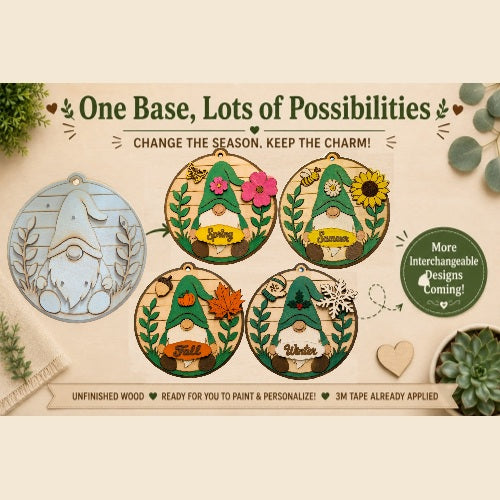 Gnome Interchangeable Base – Unfinished Wood DIY Craft