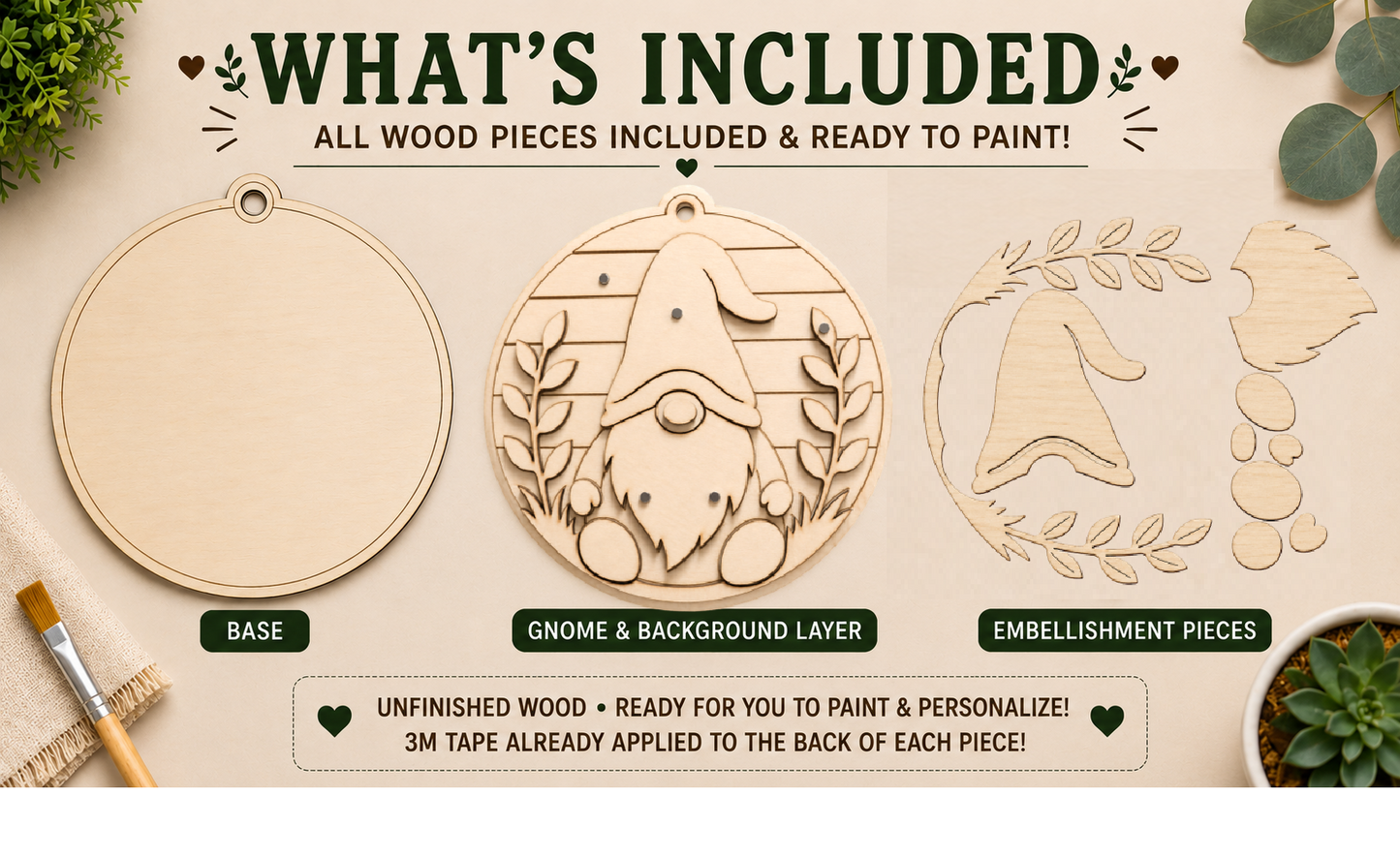 Gnome Interchangeable Base – Unfinished Wood DIY Craft