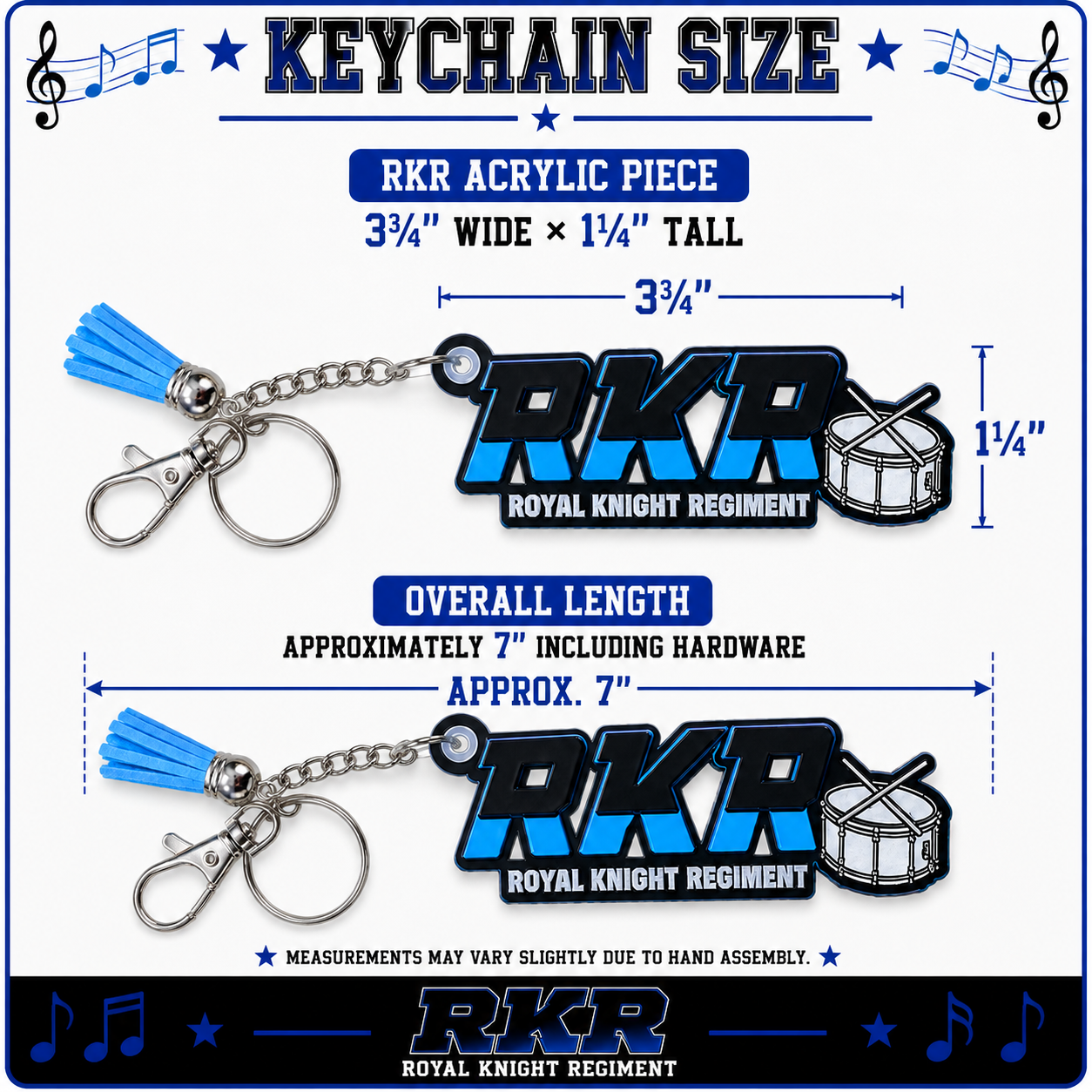 RKR Royal Knight Regiment Personalized Keychain or Bag Tag | Band Instrument Keychain | Marching Band Fundraiser