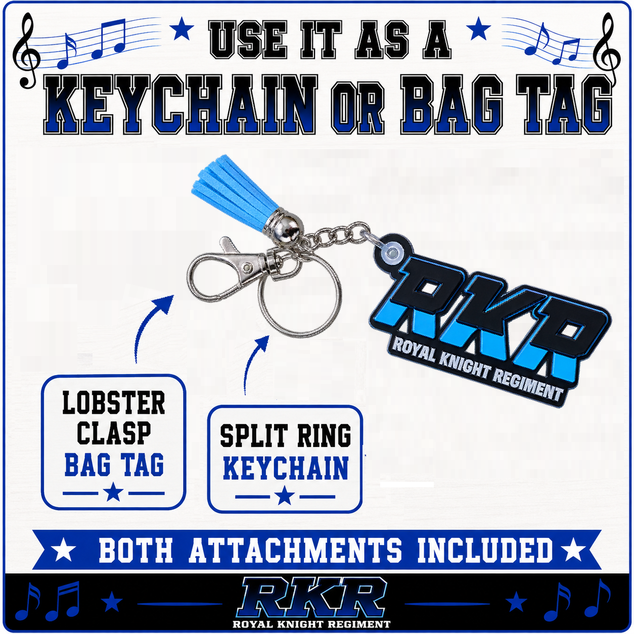 RKR Royal Knight Regiment Personalized Keychain or Bag Tag | Band Instrument Keychain | Marching Band Fundraiser