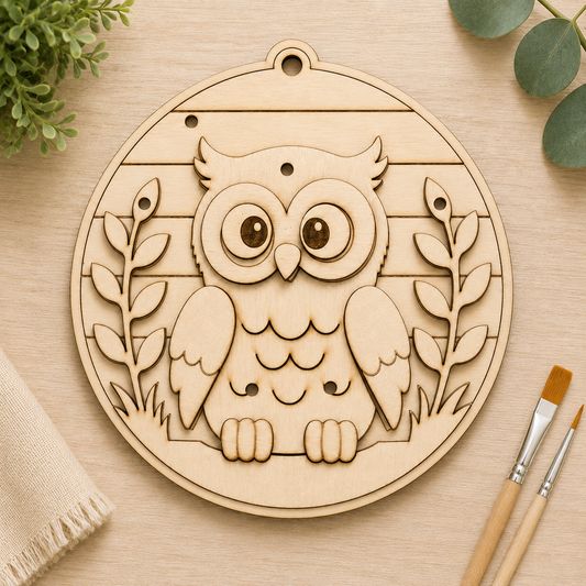 Owl Interchangeable Base – Unfinished Wood DIY Craft