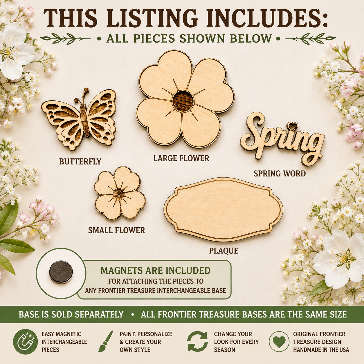 Spring Interchangeables – Unfinished Wood DIY Seasonal Set