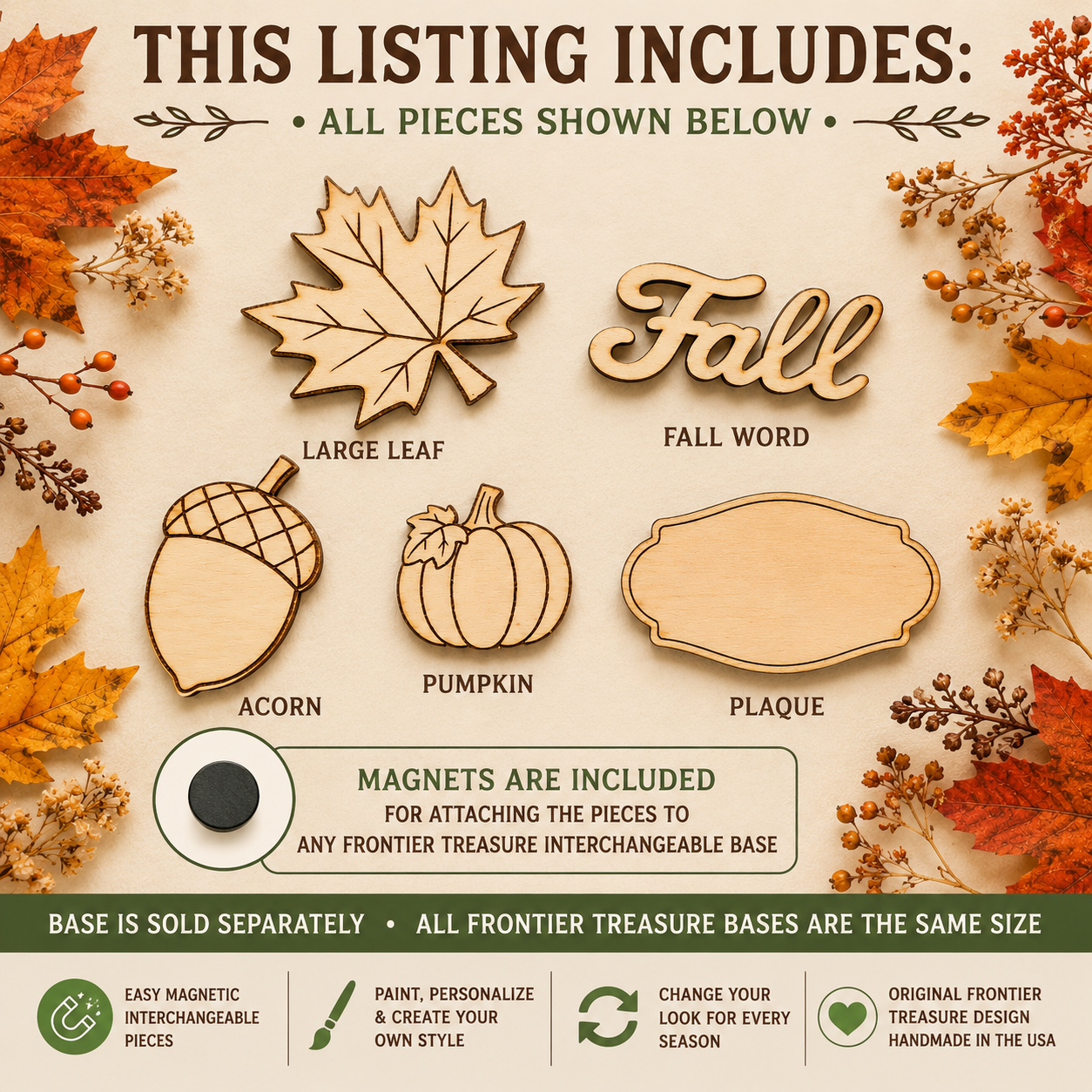 Fall Interchangeables – Unfinished Wood DIY Seasonal Set