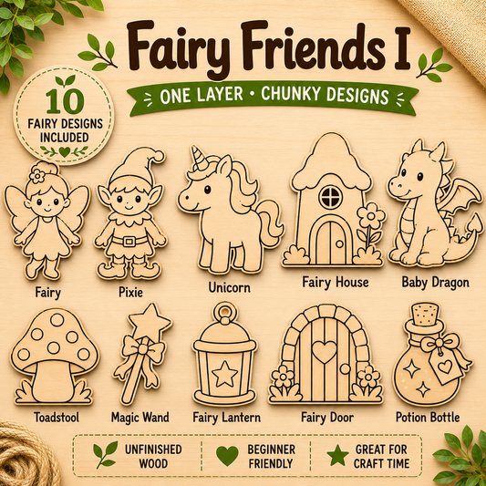 Fairy Friends I – Unfinished Wood Fairy Set