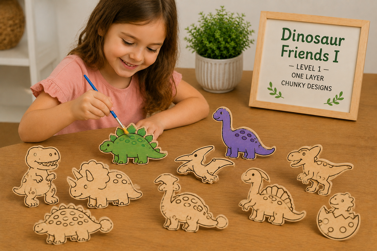 Dinosaur Friends I - Unfinished Wood Dinosaur Set