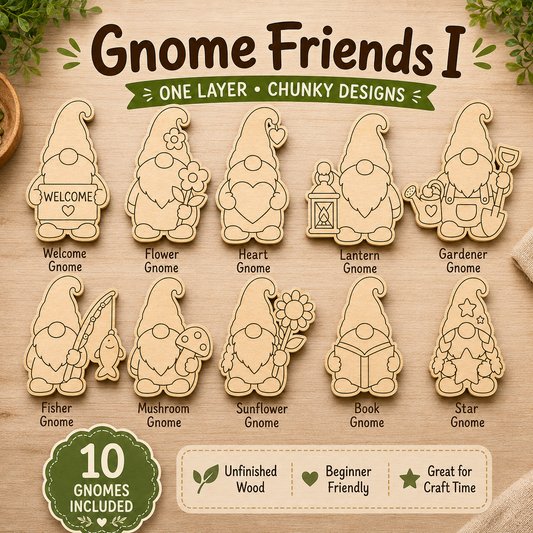 Gnome Friends I – Unfinished Wood Gnome Set