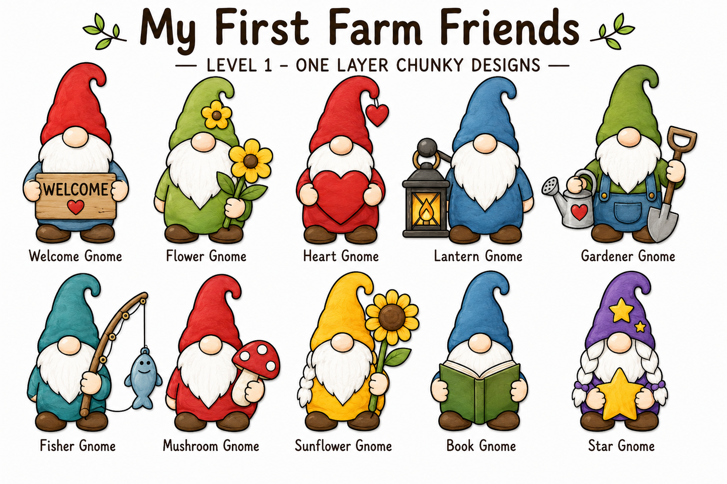 Gnome Friends I – Unfinished Wood Gnome Set