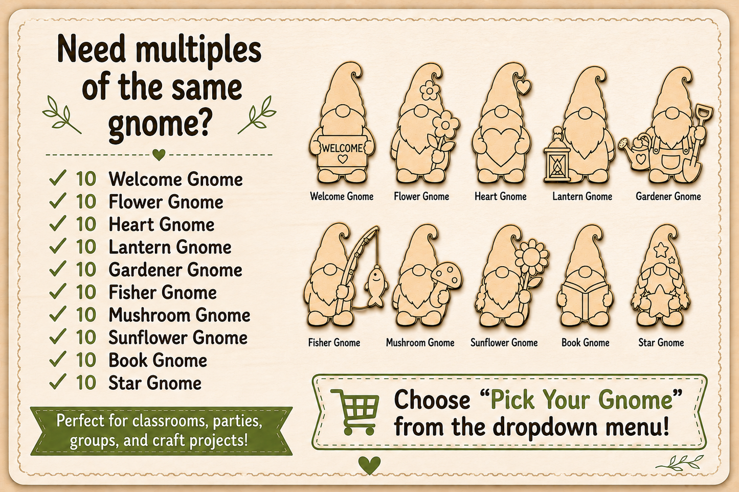 Gnome Friends I – Unfinished Wood Gnome Set