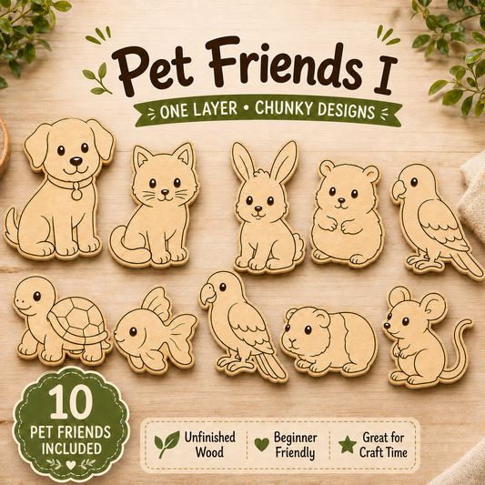 Pet Friends I – Unfinished Wood Pet Animal Set