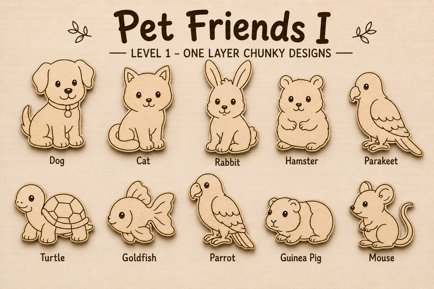 Pet Friends I – Unfinished Wood Pet Animal Set