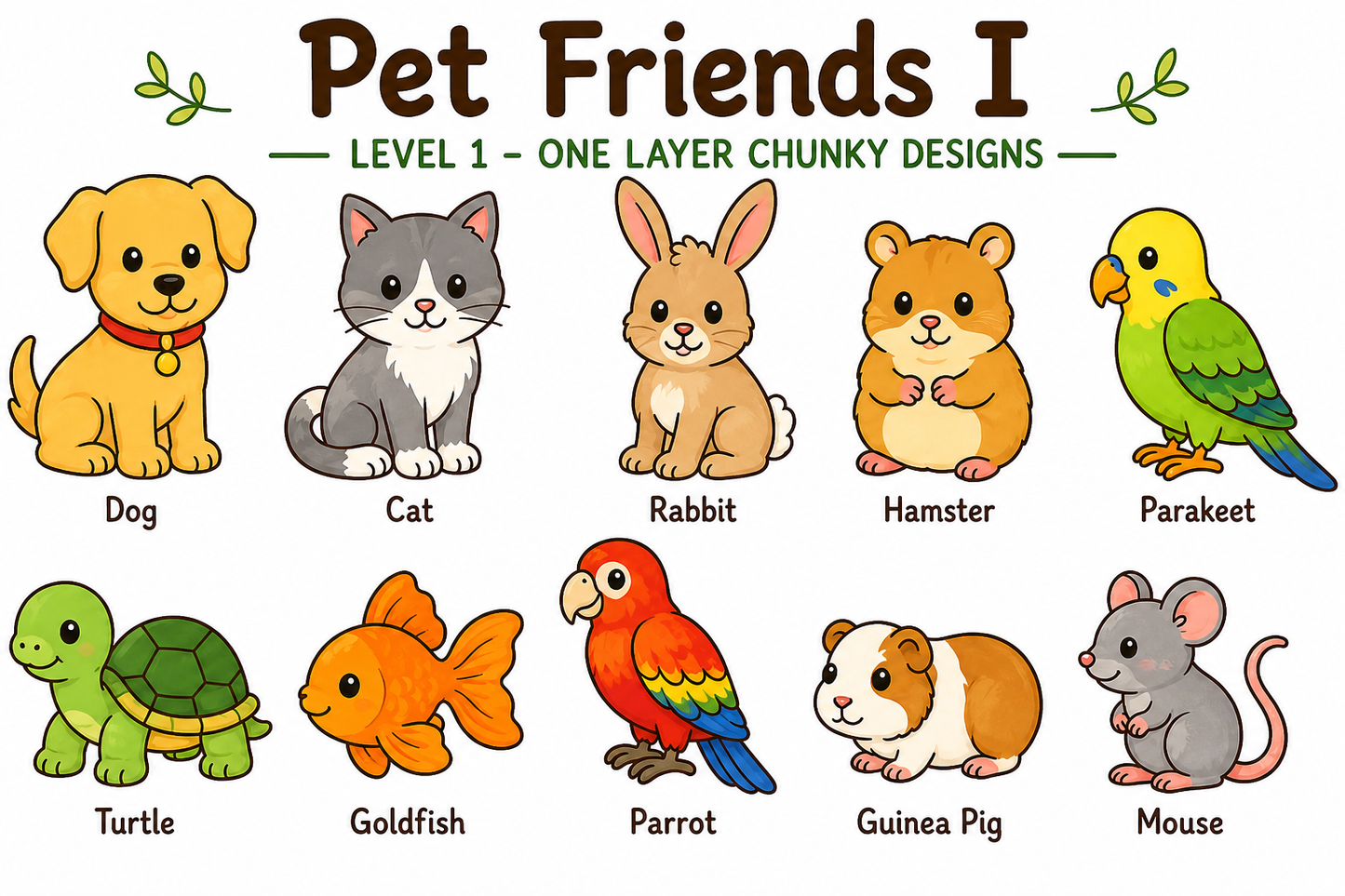 Pet Friends I – Unfinished Wood Pet Animal Set