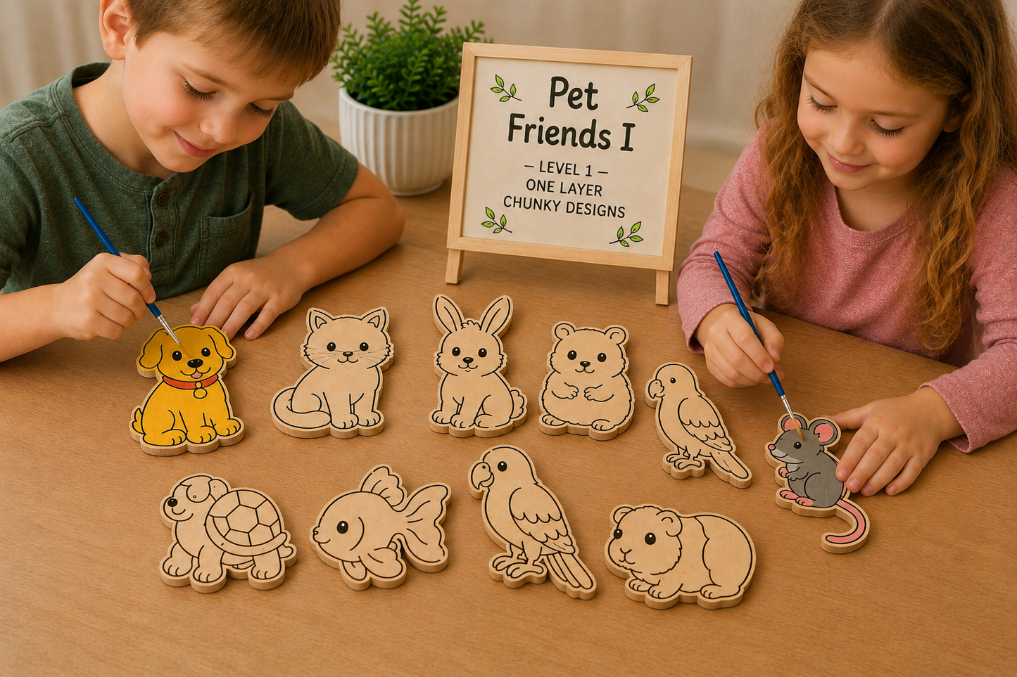 Pet Friends I – Unfinished Wood Pet Animal Set