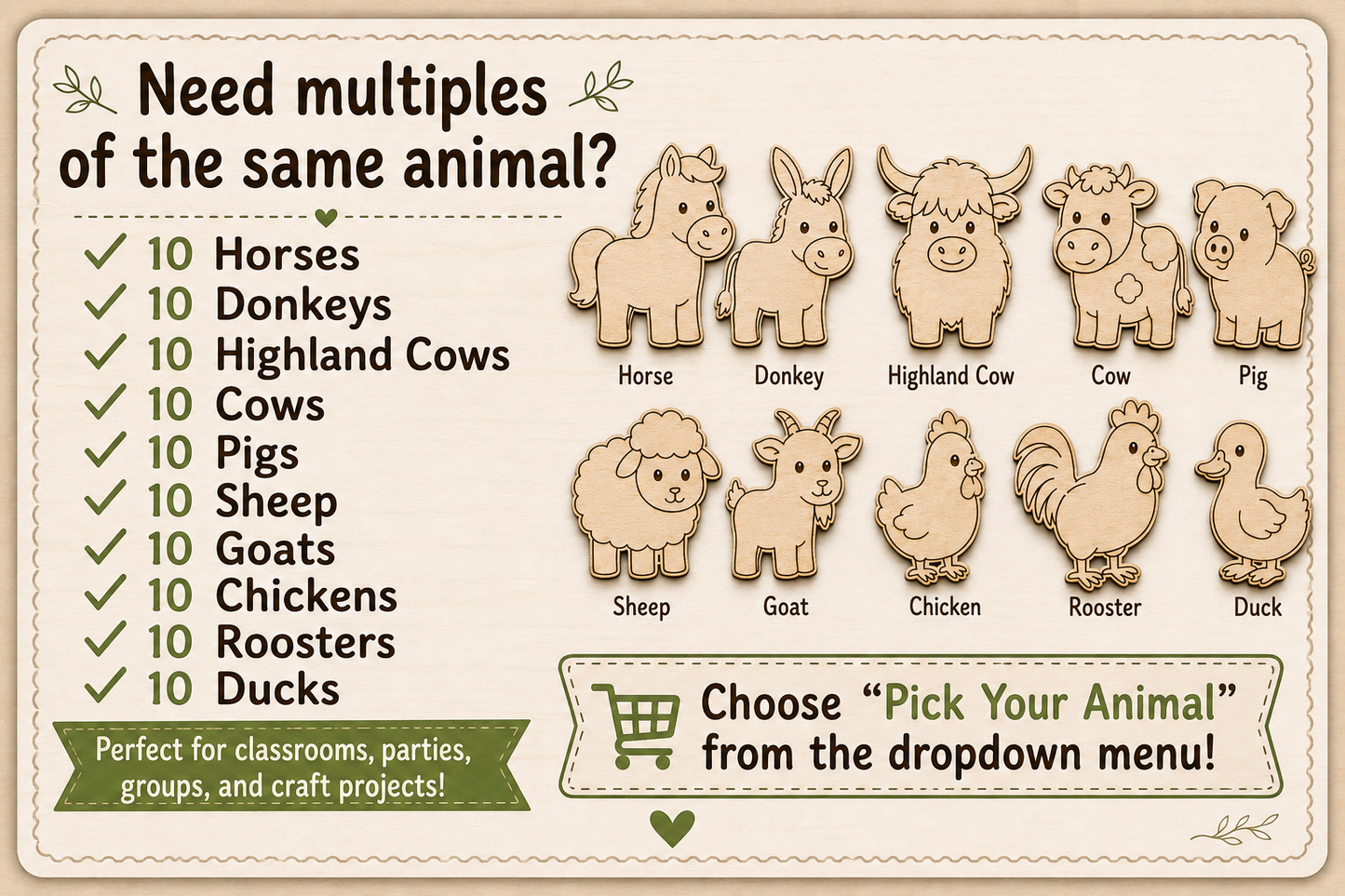 My First Farm Friends – Unfinished Wood Animal Set