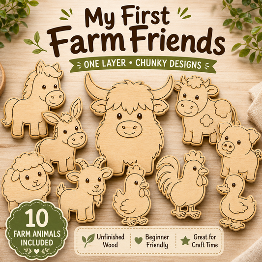 My First Farm Friends – Unfinished Wood Animal Set