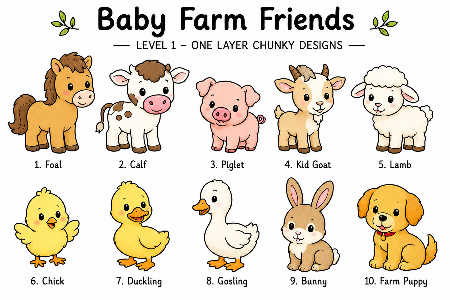Baby Farm Friends Wood Craft Kit | Unfinished Wooden Farm Animals