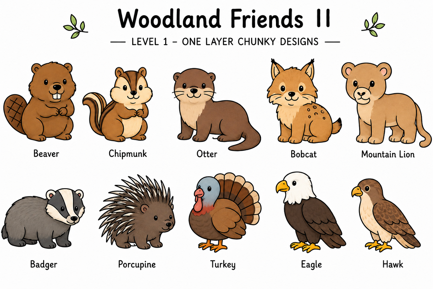 Woodland Friends II Unfinished Wood Animal Set