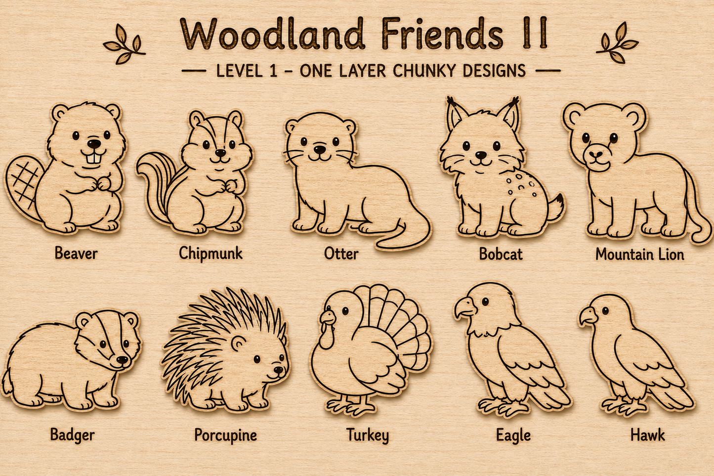 Woodland Friends II Unfinished Wood Animal Set
