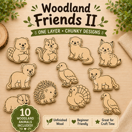 Woodland Friends II Unfinished Wood Animal Set