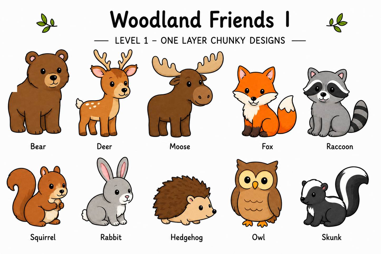 Woodland Friends I – Unfinished Wood Animal Set
