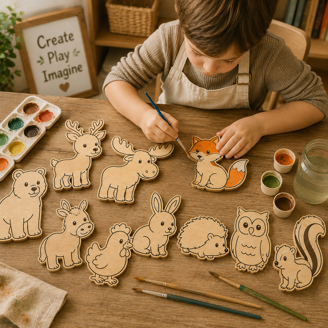 Woodland Friends I – Unfinished Wood Animal Set