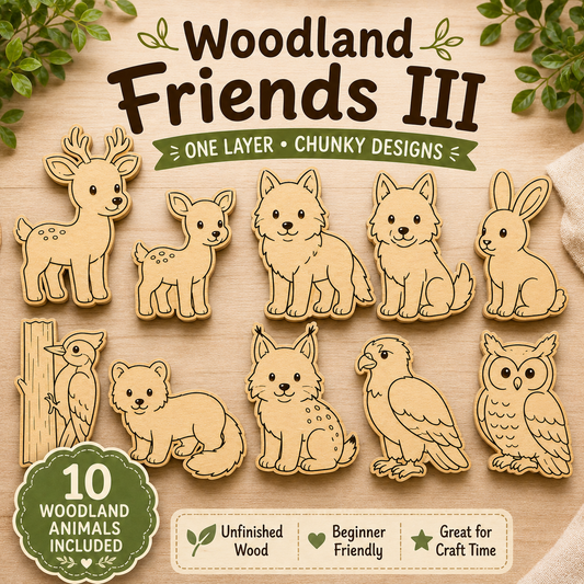 Woodland Friends III Unfinished Wood Animal Set | Frontier Treasure