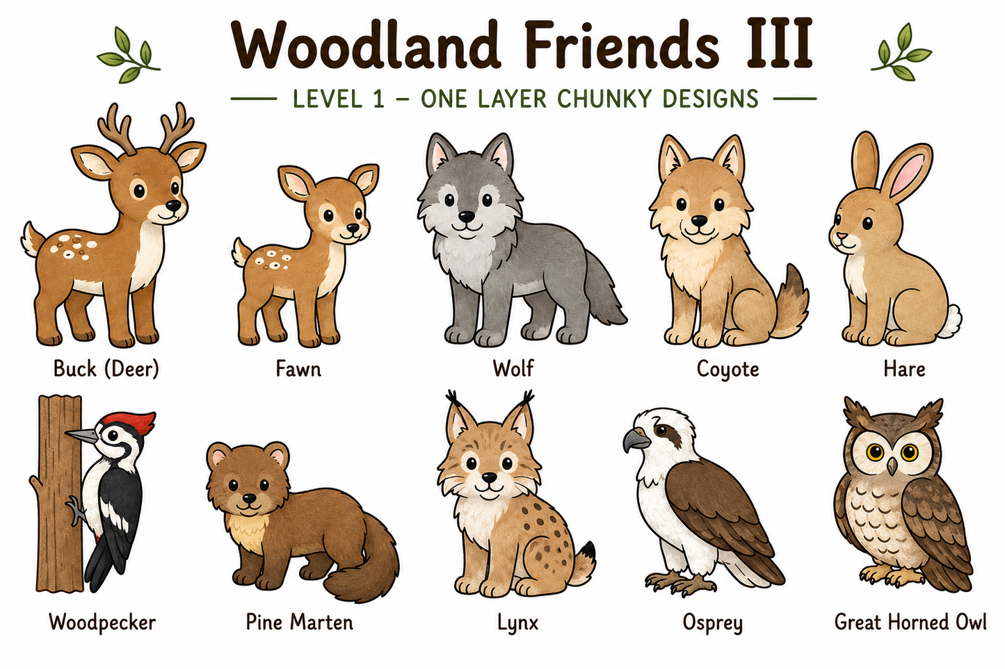 Woodland Friends III Unfinished Wood Animal Set | Frontier Treasure