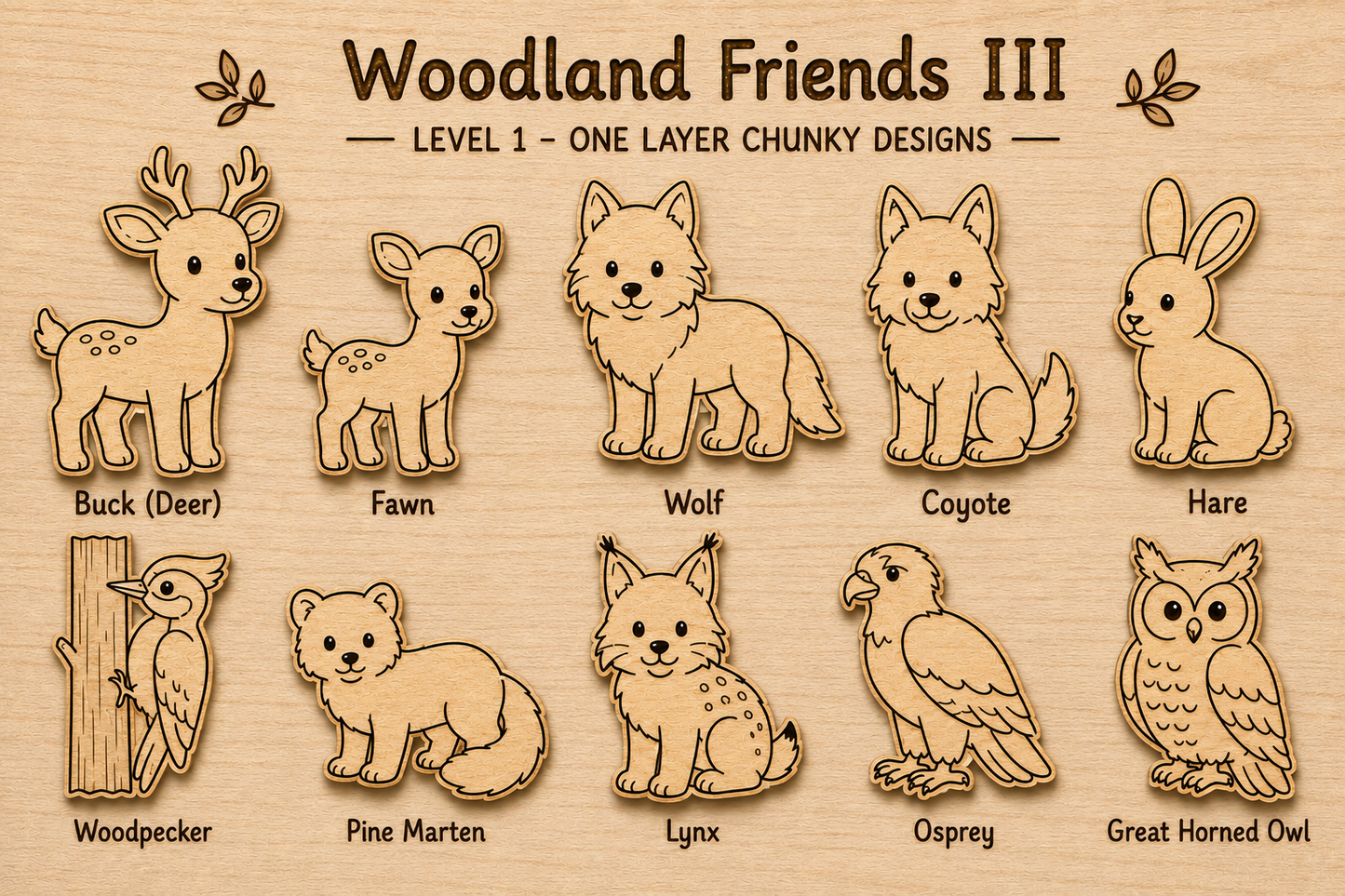 Woodland Friends III Unfinished Wood Animal Set | Frontier Treasure