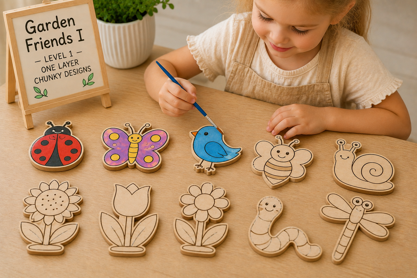 Garden Friends I – Unfinished Wood Garden Set