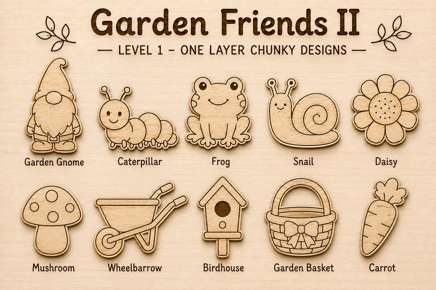 Garden Friends II – Unfinished Wood Garden Set