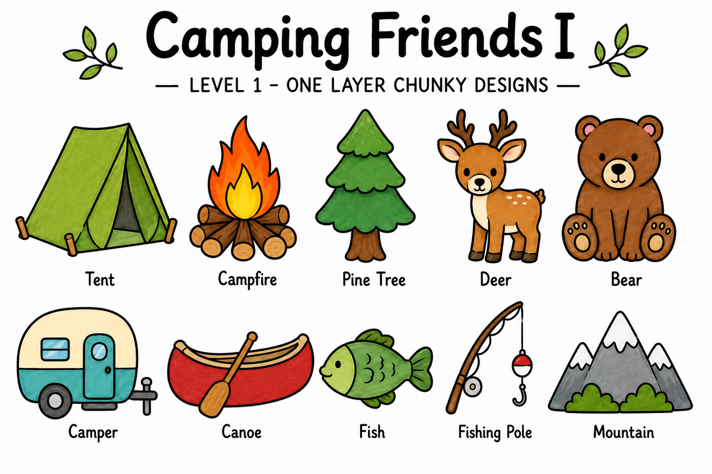Camping Friends I – Unfinished Wood Camping Set