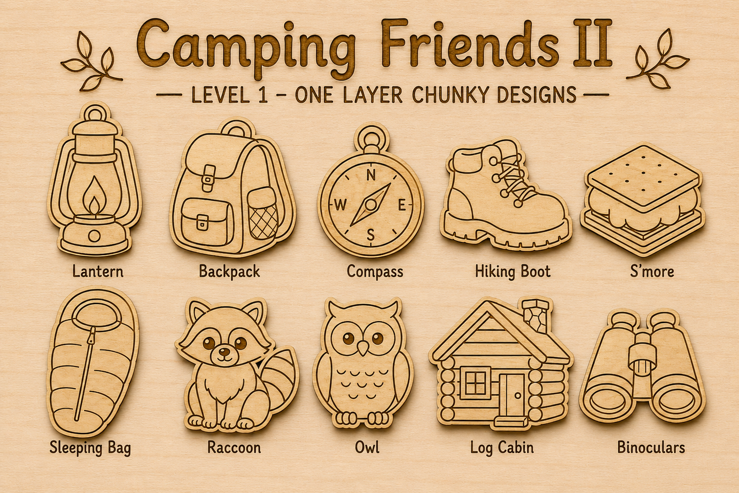 Camping Friends II – Unfinished Wood Camping Set