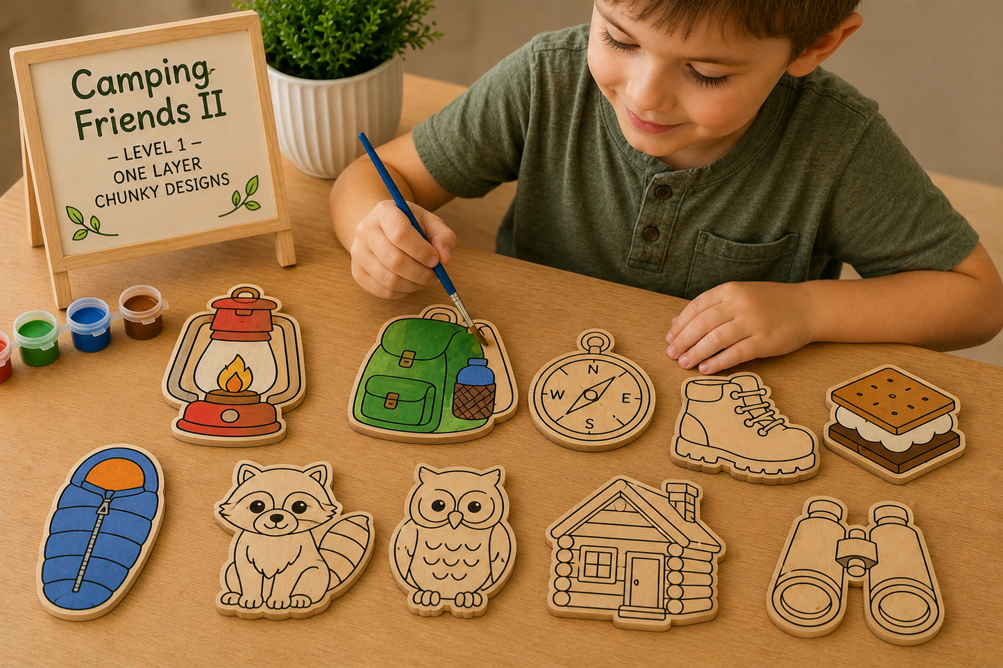Camping Friends II – Unfinished Wood Camping Set