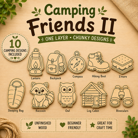 Camping Friends II – Unfinished Wood Camping Set