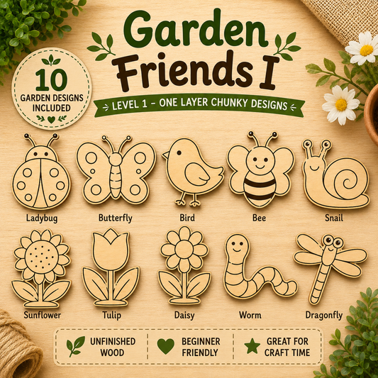 Garden Friends I – Unfinished Wood Garden Set