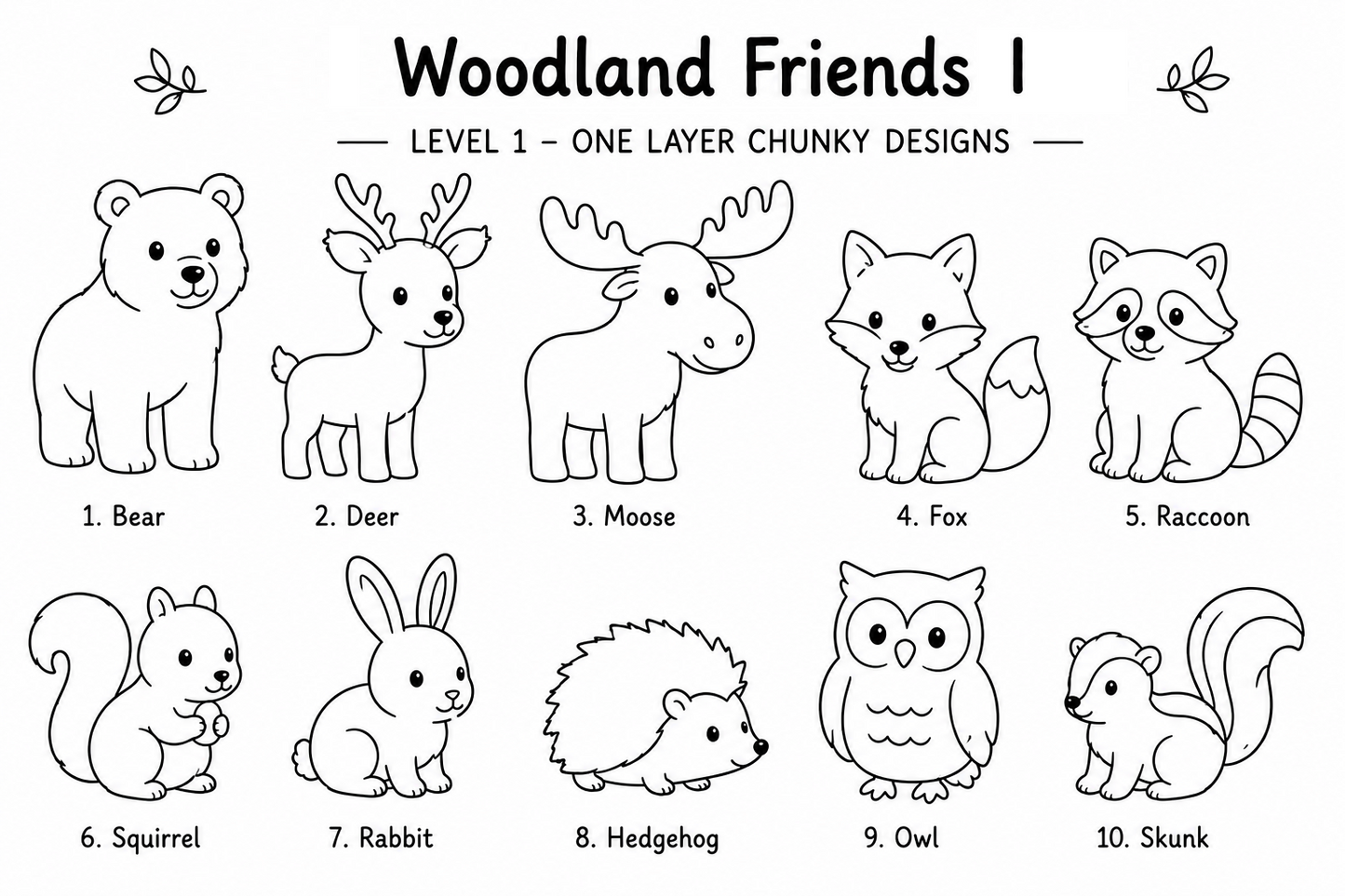 Woodland Friends I – Unfinished Wood Animal Set