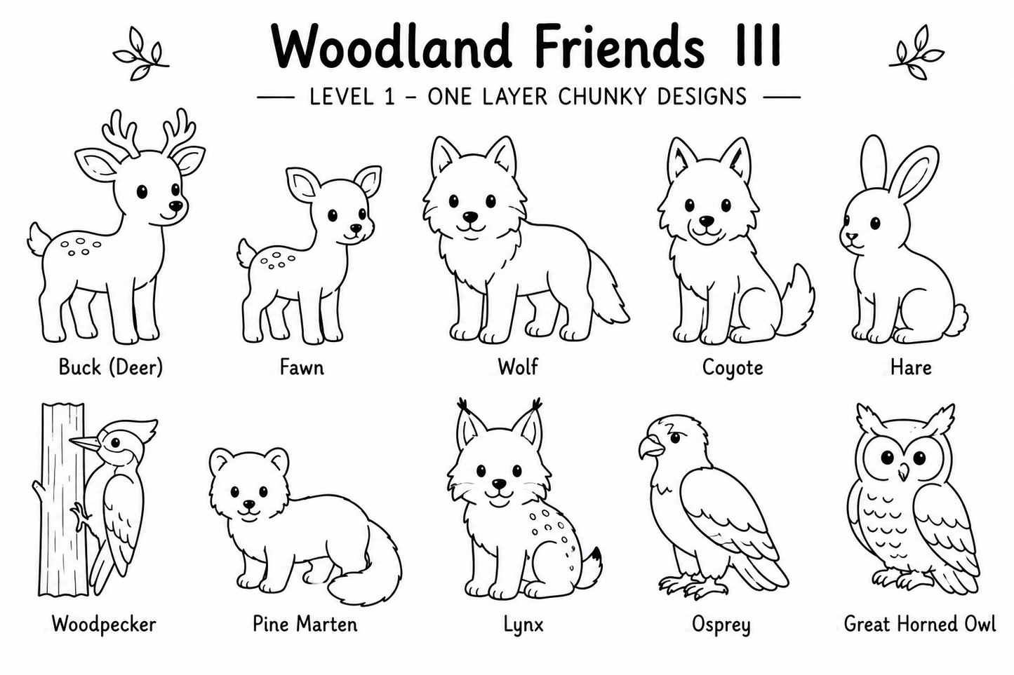 Woodland Friends III Unfinished Wood Animal Set | Frontier Treasure