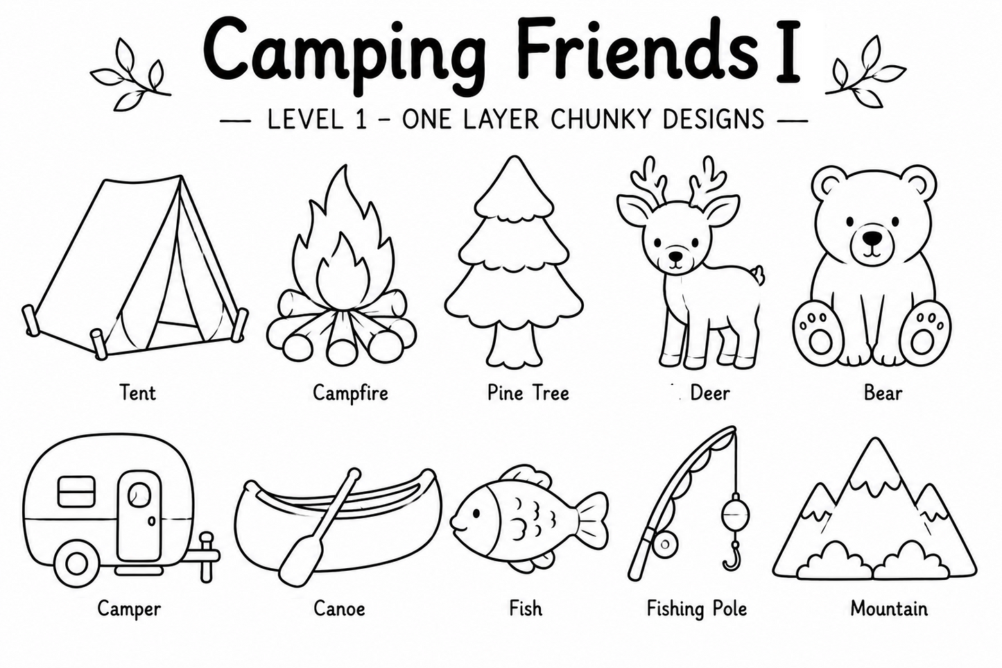Camping Friends I – Unfinished Wood Camping Set